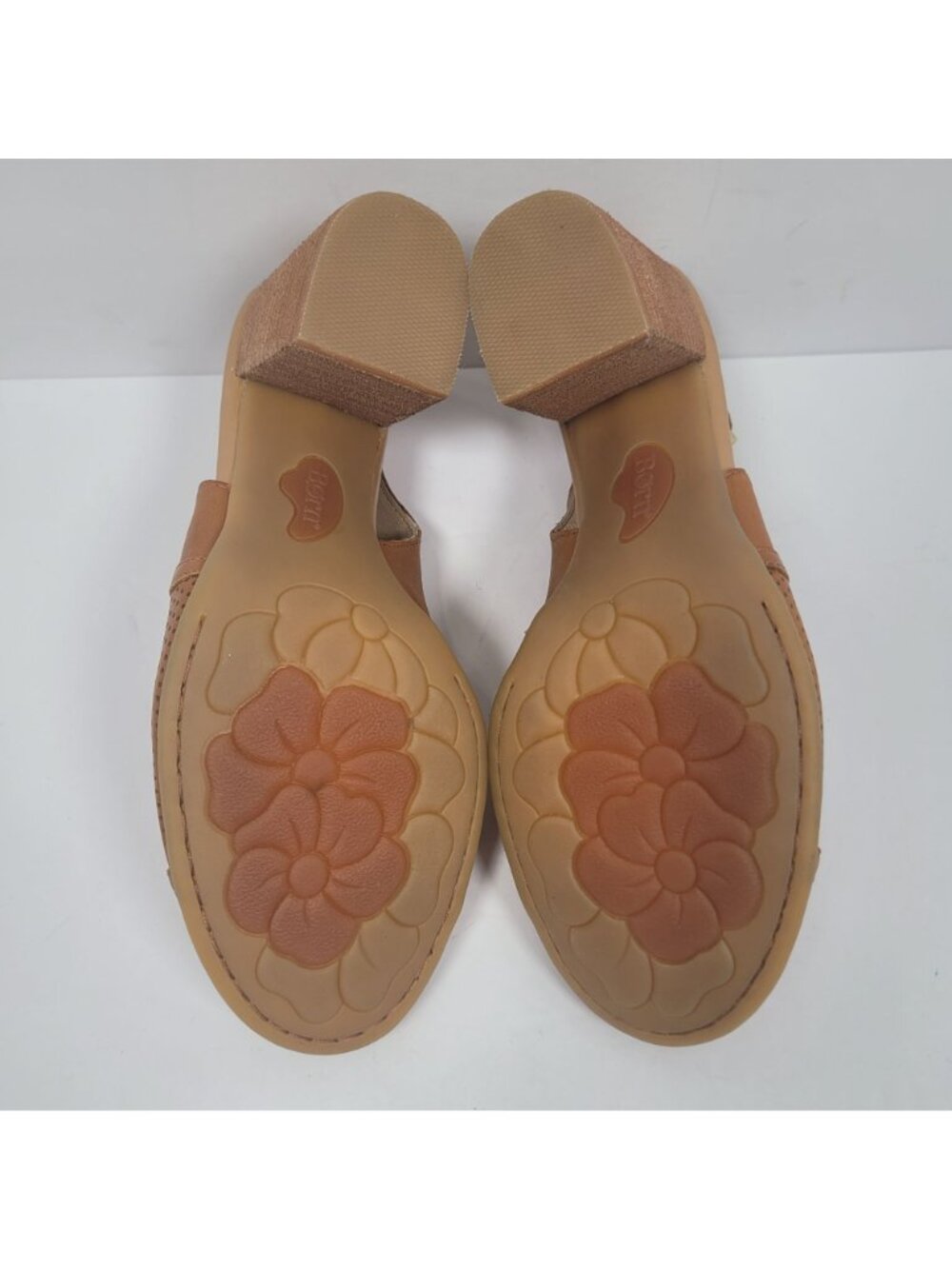 Born Sutra Perf Women's Brown Leather Peep Toe Slingback Block Heels US Size 9M - Picture 7 of 9